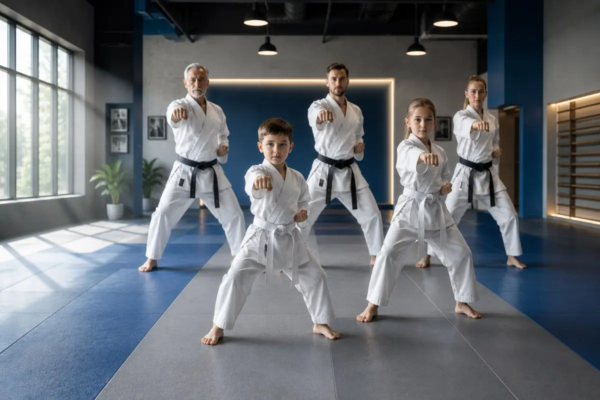Students training at American Olympic Karate in Yonkers, New York